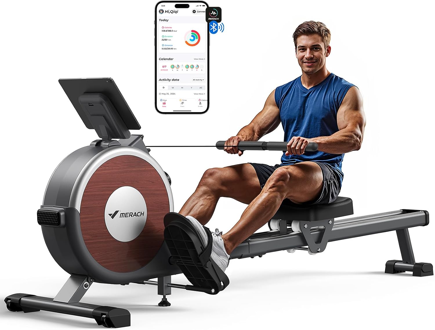 Máquina de remo MERACH Q1s magnética de 16 niveles vista lateral